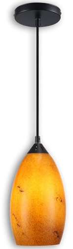 LUXWELL Pendant Lighting, Modern Handblown Amber Color Glass, Oval Art Shade Hanging Light, Oil Rubbed Bronze Finish for Kitchen, Dining Room, Foyer Decor 4.7 Shade (1 Pack)