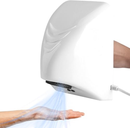 Jadeshay Asciugamani Elettrico,Asciugamani Automatici ad Alta velocità a Risparmio per Bagno e Servizi igienici 600W Asciuga Mani Automatico a Parete