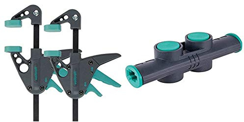 Wolfcraft 3455100-2 Ehz 40-110 - Morsetti Una Sola Mano Piccoli & 3038000-1 Connector Pro/Easy - Adattatore Per Morsetti Per Uso A Mano Sola