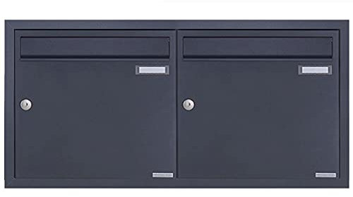 Basic Plus 382XU UP - Cassetta delle lettere da incasso, in acciaio INOX, 2 pezzi, 2 x 1, RAL 7016, colore: grigio antracite