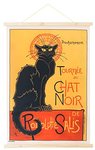 Kokonote Banderola Le Chat Noir - Póster tela - Cuadro - Decoración de pared Le Chat Noir 53x71 cm