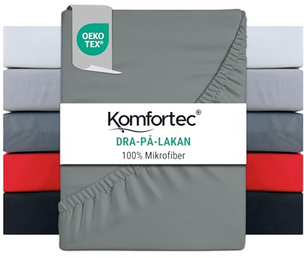 Komfortec Mikrofaser Spannbettlaken 200x200 cm – Weiches Spannbetttuch mit Rundumgummi – Fitted Sheet für Matratzen bis 30 cm – Grau – Oeko-Tex – Pflegeleicht & Hautfreundlich – 90g/m²