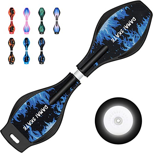Waveboard Kinder ab 8 Jahre, Snakeboard mit ABEC-7 Kugellager, Skateboard mit Leuchtrolle, Streetsurfing Waveboards für Mädchen Junge und Jugendliche, Bis 100 kg, 86x23x9 cm