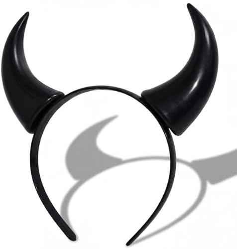 Hatstar Teufelshörner Haarreif schwarz | Vampir Teufelsohren Devil Ears für Kostüm Party | Kopfschmuck für Damen, Herren & Kinder | Haarschmuck zu Halloween, Fasching & Karneval