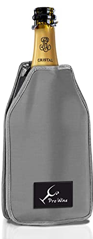 Rafraîchisseur pour Bouteilles de Vin ou Champagne, Sac Thermique, manchon de refroidisseur, Refroidit Bouteilles de Vin de Table, Glace pour Bouteilles, Tissu hydrofuge et élastique (Gris)