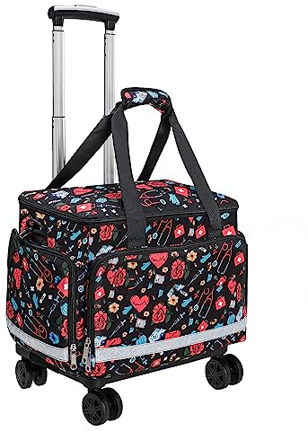 Medical Bag Rolling Roller Bag Trolley Duffel Nurses EMT CNA RN Empty for First Aid Responder Home Health Care Nursing Student Roll Duffle Bag Carry on Wheels Work Physicians Doctor