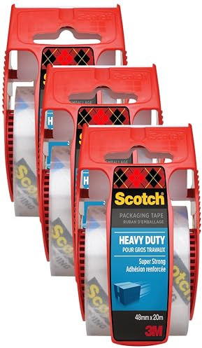 Scotch Ruban d'Emballage - 1 Rouleau - 48mm x 20m - Ruban d'Emballage Résistant pour les Colis, les Cartons de Déménagement et les Boîtes d'Expédition à Usage Intensif (Lot de 3)