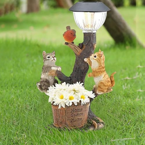 ReachMall Lampes décoratives de jardin, statue de jardin , lumières animales, lapin mignon, chien, écureuil, décoration pour terrasse, pelouse, cour porche (A)