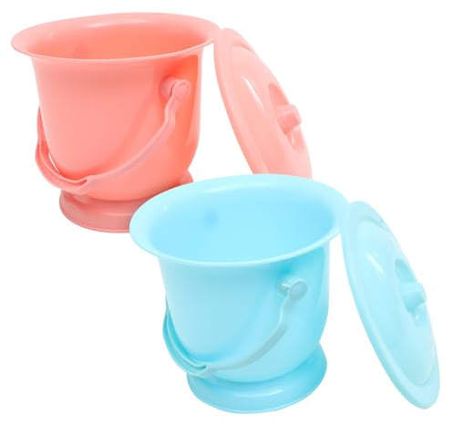 Urinol Portátil para Adultos 2 Piezas Pp Plástico con Tapa | Uso Doméstico y Viaje, Rojo y Azul, Limpieza Sencilla, para Mujer Embarazada y Niños