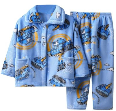 Fleece-Pyjama-Set für Kinder Jungen, warme Winter- -Nachtwäsche, weiche Oberteile, Hosen-Sets mit Taschen Neugeborenen Outfit Fotoshooting Baby Set Jungen Kleidung