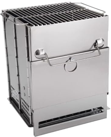 Portable Wood Burning Stove,Tent Stove, Foldable and Portable Design, Made Of Stainless Steel, Unfoldable Door to Add Firewood Conveniently, Can Be Used for Boiling Water, Cooking, Heating(L)