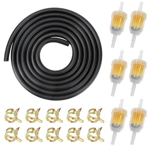 Kit per tubo del carburante, 2 m, tubo della benzina, diametro interno 5 mm, tubo dell'olio con 4 filtri della benzina e 10 fascette per tubo della benzina, per auto, moto, scooter, nessuno