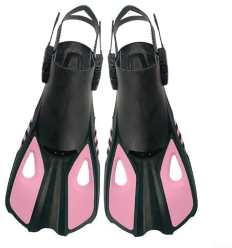ZAMETTER Pinne regolabili per snorkeling, pinne per nuoto, snorkeling, attrezzatura per snorkeling (S/M, rosa)