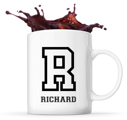 Planetee Tasse Richard Lettre Sport | Mug Céramique | Idée Cadeau Prénom Style Basket Université Anniversaire Oncle Parrain Beau Papa Collègue Départ Retraite Noël