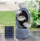 Warmiehomy Solar Water Fountain, 4 Tier Cup Beautiful Solar Water Feature, 54cm Waterfall Garden fountains with Solar Powered Pump & LED Lights for Outdoor Water Features, Circular Slate