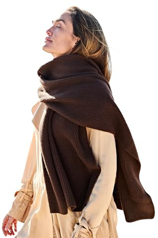 EMAAL 100% Kaschmir Schal Kopenhagen, Dunkelbraun, Gestrickt, 170x50cm, Damen/Herren, Design aus der Schweiz, als Geschenk, Stola, elegantes Accessoire, kuschelig, nachhaltig, langlebig