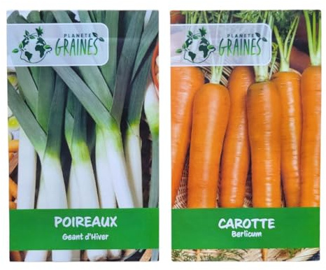 lot de 2 sachets de graines bouclier naturel : carotte et poireau