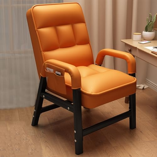 Sedia imbottita con supporto lombare, robusta poltrona reclinabile in metallo, per soggiorno e camera da letto, comodi braccioli, design elegante e funzionale