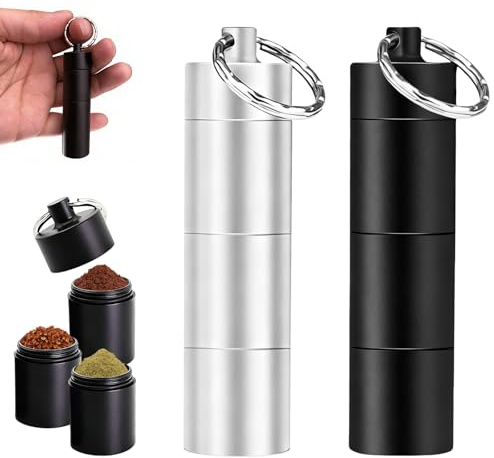 Travel Salt and Pepper Sets, 2 Pack Spice Shaker 3 in 1 Aluminium Spice Containers Waterproof Small Seasoning Jars Portable Travel Spice Kit for Camping BBQ Outdoor