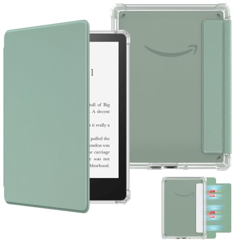 MoKo Magnetic Case for 6.8 Kindle Paperwhite 11th 2021, Agave Green | Detachable,Ultra Clear Back Scratch-Proof Light & Shell Cover with Auto Wake/Sleep