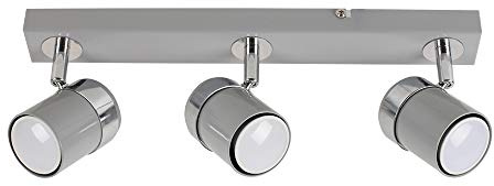 MiniSun | Modern 3 Way Adjustable Gloss Grey and Silver Chrome Ceiling Spotlight Fitting | Ceiling Spots, Home Décor & Improvement Essential | Includes 5W LED Bulbs [6500K Cool White] | Mains Wired