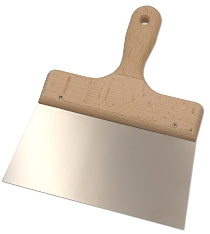 DEWEPRO® Breitspachtel - Flächenspachtel - Malerspachtel mit stabilem Holzgriff und Edelstahlblatt - Breite: 200mm - Fugenspachtel