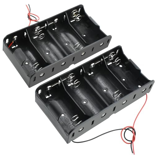 SDTC Tech 2-Pack 4 Slot D Cell Battery Holder 6V D Size Battery Case Box with Wire Leads