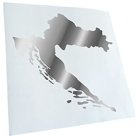 Kiwistar - Autoaufkleber - Kroatien Umriss Kontur - chrom - 24x23cm - Heckscheibe Auto Aufkleber wetterfest für Kfz LKW Mofa Truck - Sticker außen selbstklebend Tuning Zubehör für Fenster Fahrzeug