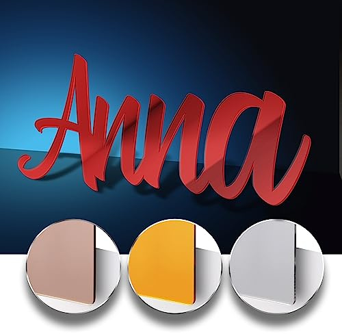 Personalisierter Name für Kinderzimmertür - personalisierter Kindername - Glanz oder Glitzer Plexiglasplatte mit gestanzten Buchstaben - 16 Farben erhältlich (GLOSS Rouge/Rot)
