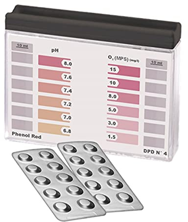 Wassertester Rapid Methode Aktivsauerstoff pH, mit 20 Messtabletten, 10 x Phenol Red und 10 x DPD4, Anzeige von 12 verschieden Messwerten