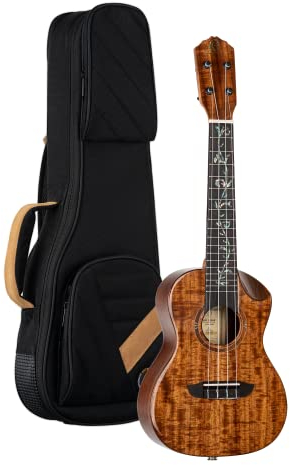 Ortega Guitars Concert Ukulele Electro-Acoustic – Elite Series – Including Gigbag – Acacia, Natural (RUET- ACA)