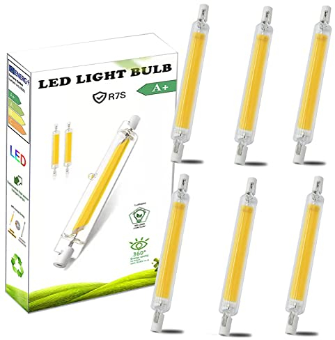 AEPOYU R7S LED 78mm Dimmbar Lampen, 5W R7S LED 78mm Glühbirne Ersatz 50W Halogen Leuchtmittel, R7S LED Birne Naturweiß 4000K 500LM, COB LED Stablampe 360 Grad Licht, AC 220-240V, 6er-Pack