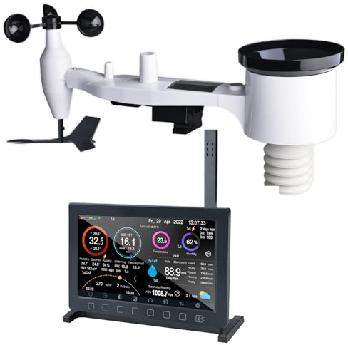 ECOWITT Weather Stations with Outdoor Sensor Wireless UK HP2561, 7 in 1 WiFI Solar Powered Garden Home Weather Station Array, Indoor 7 inch TFT Display with Weather Forecast, Weather Assistant 868 MHZ