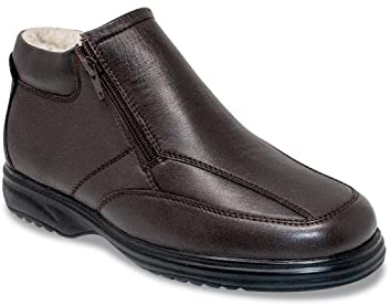 Pegasus Men's Leather Extra Wide Fit Sherpa Lined Zip Boots Black 8 UK