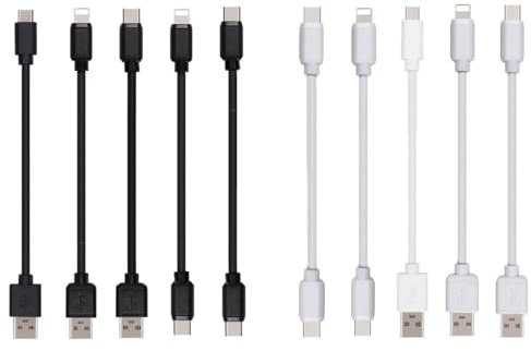 JuSoFU 10-Pack Multi Short USB Cables & TypeC-C Cables for Charging Stations Compatible/w iPhone17,16,15, iPhone14-5/ iPads/iPad mini/iPad Pros/Samsung Moblies & Tablets/Pixel & Nexus/HTC/Sony(Black)