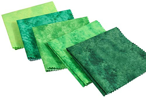 Wambere 5 Stück 20x20cm Stoffpakete Patchwork Stoffe Baumwolle Tuch DIY Handgefertigte Nähen Quilten Stoff Baumwollgewebe Verschiedene Designs,Patchwork Stoffe Stoffbündel für Patchwork Quilten,Grün