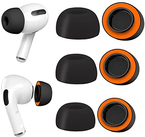 Ersatz-Ohrstöpsel für Airpods Pro Upgraded, Memory Foma Silikon-Ohrstöpsel mit Loch zur Geräuschreduzierung, 3 Paar (S/M/L, Schwarz)