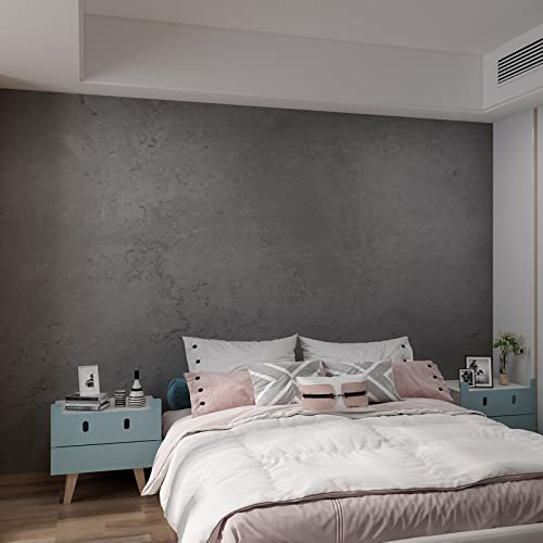 3yecao 31×591 Darker Grey Black Wide Concrete Wallpaper Peel and Stick Extra Thick 3D Dark Gray Faux Contact Paper Textured Stained Vinyl Wrap Matte Wall Sticker for Walls Bedroom Basement Bathroom