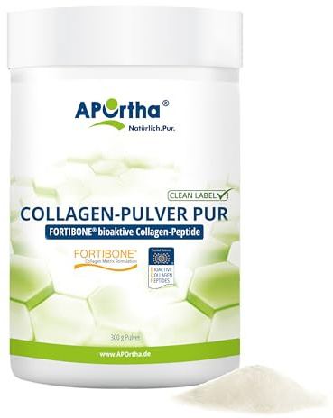 APOrtha® FORTIBONE® B (Rind) Collagen-Pulver PUR - 300 g Pulver | innovative, bioaktive Collagen-Peptide (Rind) für Knochen, 300g Pulver für 2 Monate, glutenfrei, allergenfrei, laktosefrei