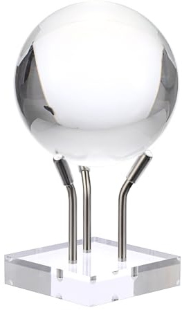 Hipiwe Metal Arm Display Stand Easel with Acrylic Base Decorative Crystal Ball Stand for Sphere Mineral Geodes Rock Fossils Seashell, Large