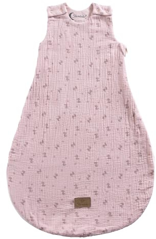 Baby Schlafsack Esel Emmi Girl Flora rose aus Musselin mit Jerseyfutter, Neugeborenenschlafsack Größe 50/56, zartrosa, TOG 0,50