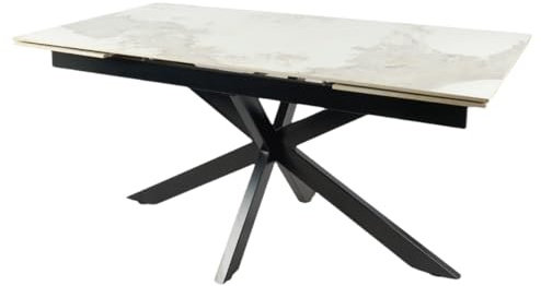 MarinelliGroup Tavolo allungabile in ceramica da 160 cm a 240 cm top da 12 mm gambe in acciaio Starstone (Calacatta Brown)