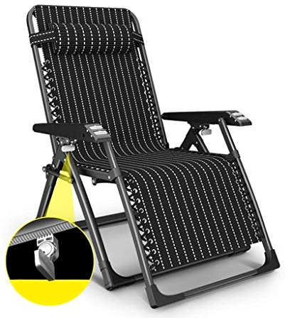 Generisch Robuster Zero-Gravity-Gartenstuhl, faltbar, Liegestuhl, Liegestuhl, wasserdicht und leicht, aus Metall, für Terrassenmöbel, Büro, Outdoor, 178 x 67 x 49 cm, Schwarz L1