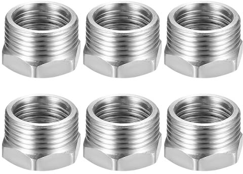 Reduzierstück 3/4 auf 1/2 Zoll, 6 Stk Reduzierung 3/4 Zoll Außengewinde auf 1/2 Zoll Innengewinde, AG/IG Edelstahl Gewindefitting Reduziernippel für Industrie, Gewerbe, Haushalt