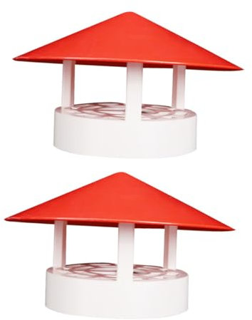 HOMSFOU 2 Stück Pvc Regenhut Kaminabdeckung Mit Lüftungsschlitzen Und Vogelschutzgitter Robuste Schornsteinhaube Universell Für ø 50-110mm Wind Und Einfache Montage Ohne Werkzeug