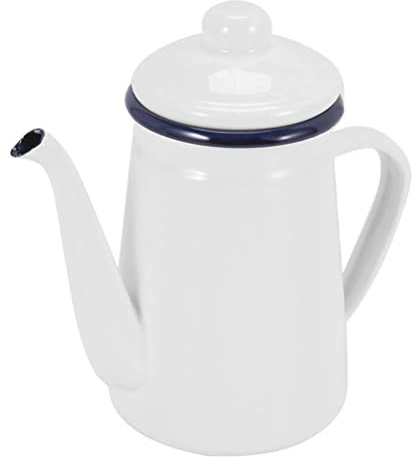 HAODUOO Emaille-Perkolator, schwarzer Rand, Emaille-Kaffeekanne: Emaille-Perkolator, Kaffeekanne, Teekanne, lebensmittelecht, ofen- und spülmaschinenfest, Sojasauce/748