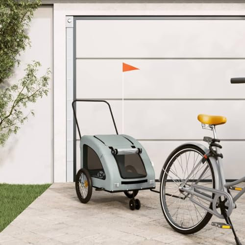 Xichuzi Fahrradanhänger Hunde Grau Oxford-Gewebe und Eisen, Fahrrad Anhänger, Lastenanhänger, Handwagen, Fahrrad-lastenanhänger, Lastenfahrrad - 93986