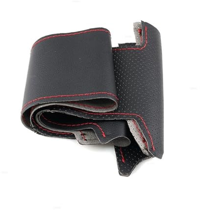 Rivestimento Protettivo Volante Per Fiat Per Bravo Per Doblo Per Grande Per Punto Per Linea Per Qubo Treccia A Mano In Pelle Traforata Coprivolante Per Auto Trim Copristerzo(Black-red line)