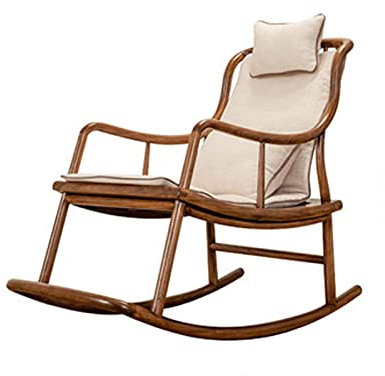 GAROEN Schaukelstühle Schaukelstuhl für Erwachsene, für zu Hause, Lazy Lounge-Sessel, Freizeitbalkon, Schlafsessel für ältere Menschen, Siesta-Sessel (Braun2, 103 x 62 x 91 cm)