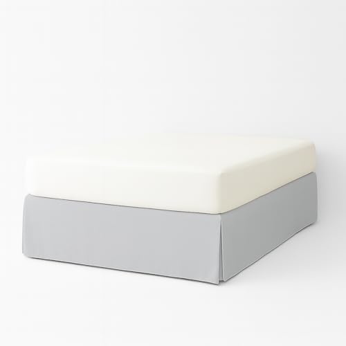 EasyCosy Cache Sommier ATENEA 150x200 Microfibre Volant 32 cm Gris Clair | Habille et protège le sommier avec des élastiques de maintien pour un ajustement parfait.
